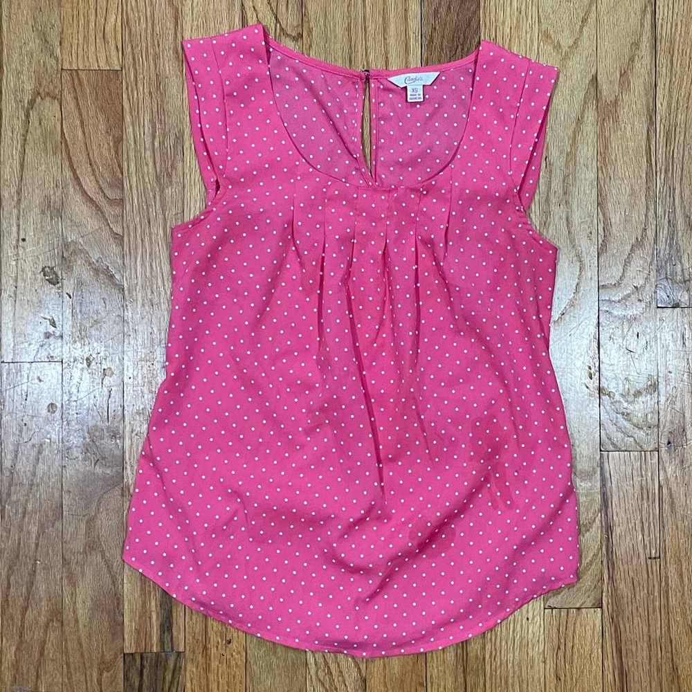 Candie’s XS Pink & White Polka Dot Top